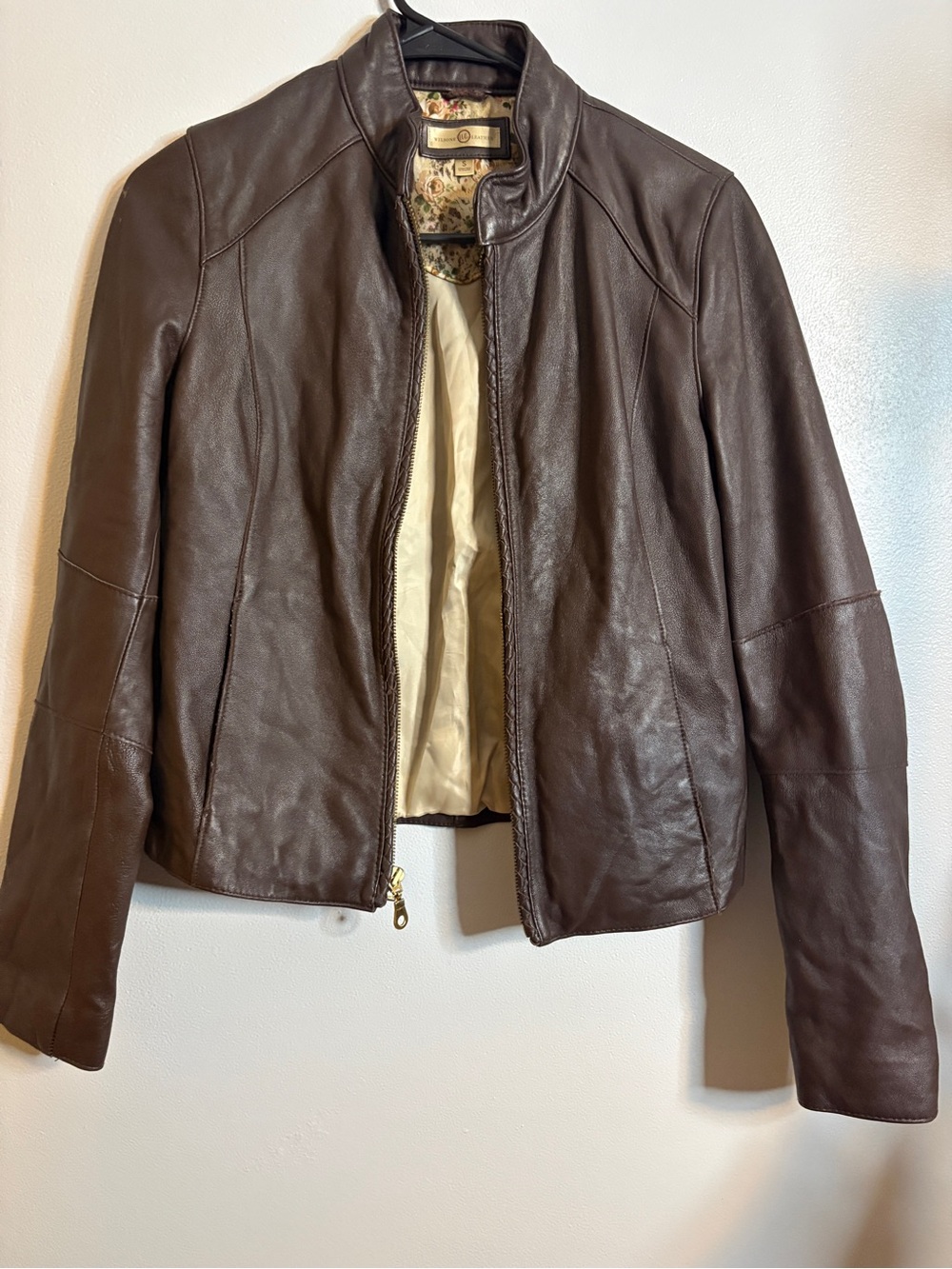 Wilsons Leather Brown Women's Zip-Front Leather Jacket